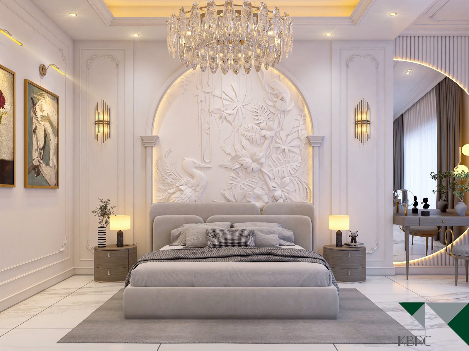 Opulent Details in Soft Tones – Classical Designed Bedrooms – kbrcgulf.com